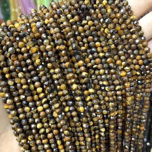 2 3 4mm Natural Faceted Yellow Tiger Eye Gem Loose Spacer Stone Beads For Jewelry Making DIY Bracelet Earrings Accessories
