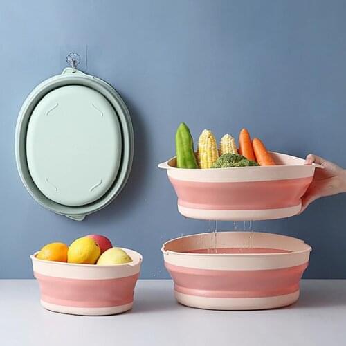 Double Layers Strainer Basket Multifunctional Basin and Drainer Fruit Vegetable Storage Basket Foldable Basin with Holes