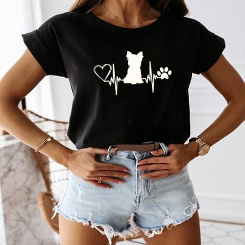 Yorkshire Terrier Yorkie Dog Mom Funny Graphic Logo T Shirt Summer Short Sleeve O-Neck Cotton T-Shirt Girls Tees Woman Clothing