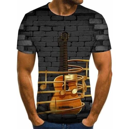 New Product Launch Summer Fashion 3D Printed T-Shirt Men / Female Fun Hip-hop Guitar T-Shirt Printed Streetwear Music Top T-Shir