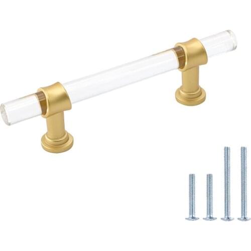 Goldenwarm 3in Clear Acrylic Drawer Pulls Modern Cabinet Hardware Bar Pull Handle Furniture Door Knobs for Kitchen 1-50PCS