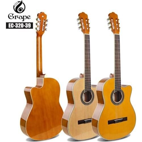 Classical Guitar Acoustic Electric 39 Inches Nylon String Guitarra 6 Strings Install Pickup Guitars Spruce Wood Color Cutaway