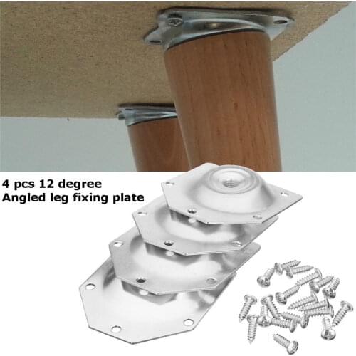 4pcs Furniture Angled Legs Fixing Attachment Plates Mounting Bracket for Eccentric Wheel Table Sofa Feet Support Hardware
