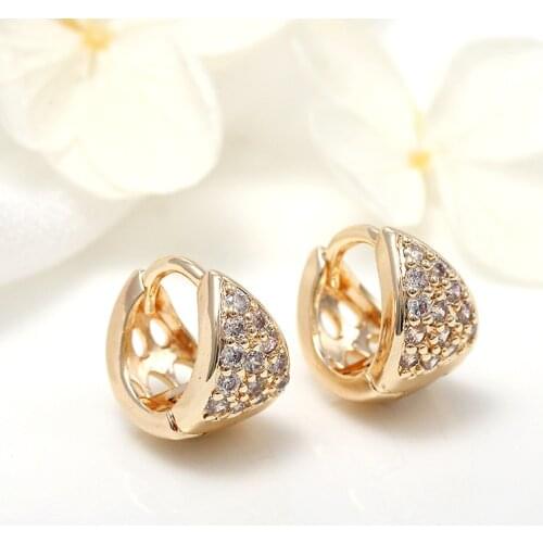 14k Gold Color Brass With White Zircon Earrings Hooks High Quality Diy Accessories Jewelry Findings