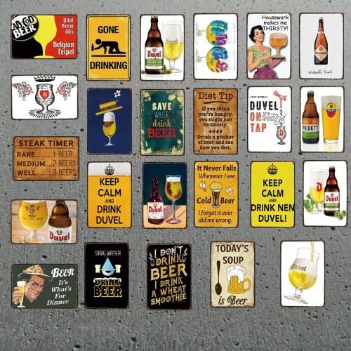 Belgian Wine Plaque Metal Vintage Metal Plate For Wall Poster Bar Art Home Decor Cuadros DU-3374A