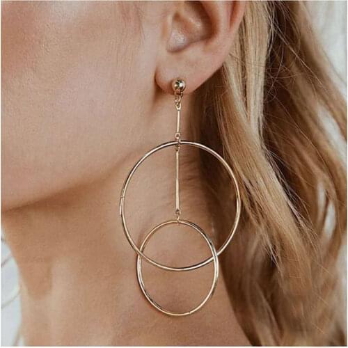 Fashion Big Small Earrings Hot Sale Geometric Statement Earring For Women Hypoallergenic Gold Double Ear Rings Jewelry