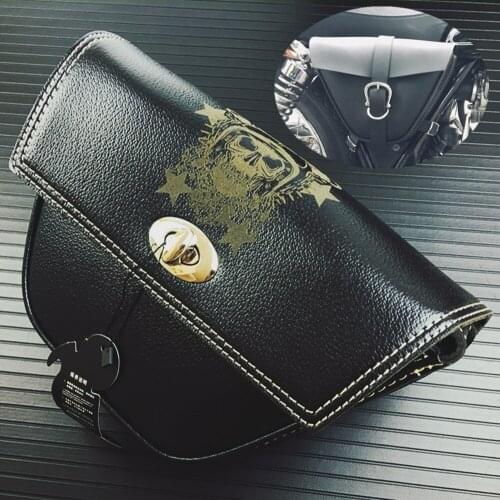 Motorcycle Black PU Side Clinch Bolt Saddlebag Saddle Bag Universal for Harley Sportster XL883 Cafe Racer Honda Motorbike