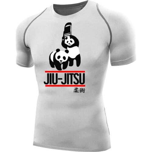 Man MMA Wear Panda WWF Jiu Jitsu Printing Fitness Tee Tops BJJ Sportswear Tshirt Rash Guards