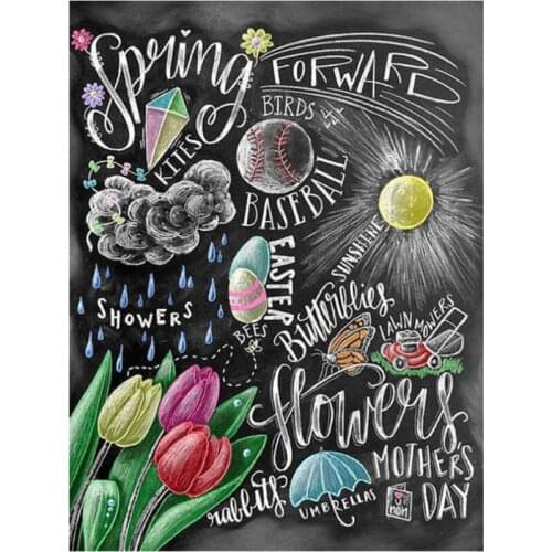 Kexinzu Full Square Round Drill 5D DIY Diamond Painting "Black Board Text" 3D Embroidery Cross Stitch Mosaic Home Decor Gift