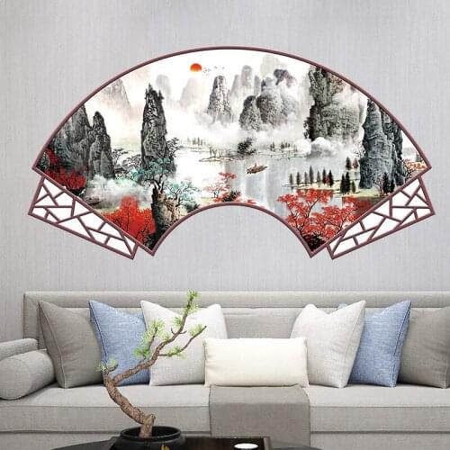 Landscape Painting Wall Sticker Chinese Style Living Room Wall Paper Decoration Sofa TV Background Wallpaper Self adhesive Decal