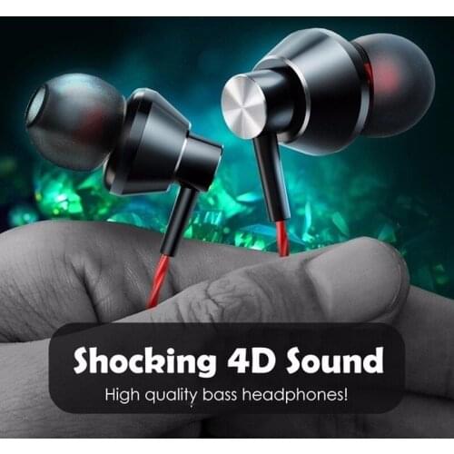 New 3.5mm In-ear Headphones Metal Subwoofer Headphones with Microphone Wire-controlled Tuning Universal Earbuds Headphones