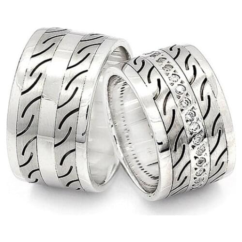 Couple Wedding Ring Sterling Silver 925 Woman And Man Luxury Jewelry Bands Fashion Engagement Anniversary Ancient Greek Model