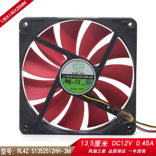 Original rl4z s1352512hh-3m 12v0.45a 13.5cm chassis power cooling fan