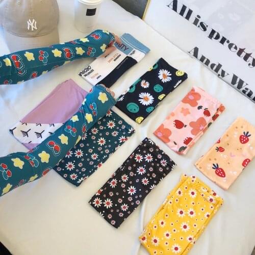 2 pieces = 1 pair Cute Printed Sunscreen Ice Sleeve Ice Silk UV Armband Gloves Drive Cycling Arm Cuff