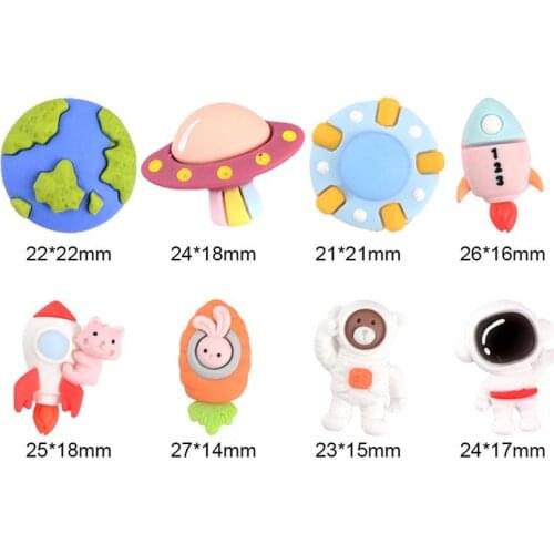 Mini Cartoon Astronaut Figure Resin Small Doll House Rocket UFO Spaceship DIY Epoxy Cream Phone Case Material Necklace Accessori