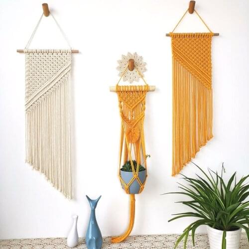 Room decoration Hand-woven bohemian fringed cotton rope tapestry Lace-woven hand-made art cotton rope tassels Hand-woven tassels