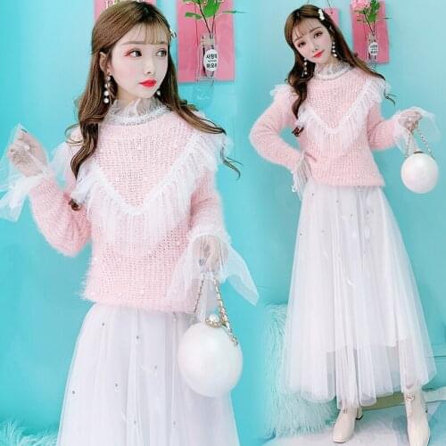 Spring and Summer Skirt Wild Princess Skirt Sweet Feather Pearl Rhinestone Mesh Skirt White Long Skirt Female Skirts Womens