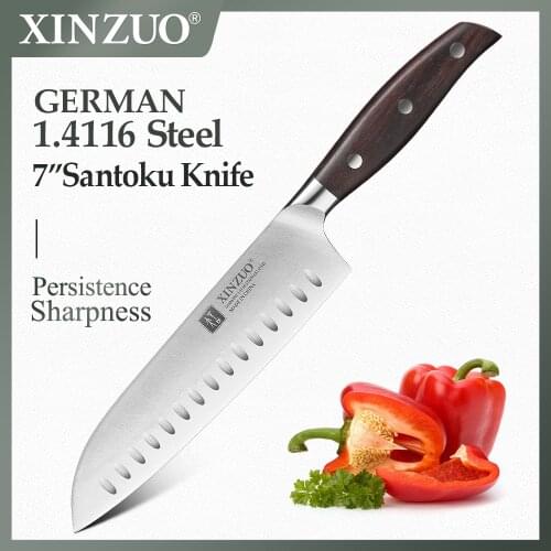 XINZUO 7'' in Japanese Chefs Knife German Steel Kitchen Knives Lasting Sharp Santoku Knife Red Sandalwood handle Kitchen Tools