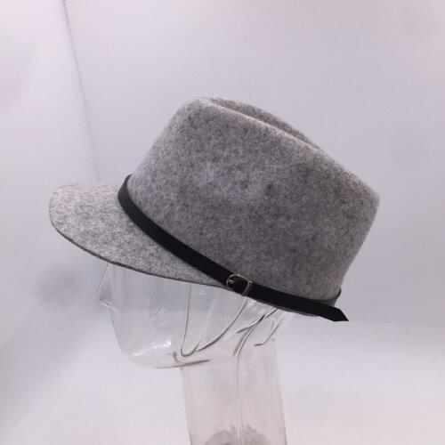 Fashion Fedora Hats For Women Unisex Autumn Winter Peaked Cap Belt Decoration 100% Wool Wide Brim Cap Female Windproof New 2021