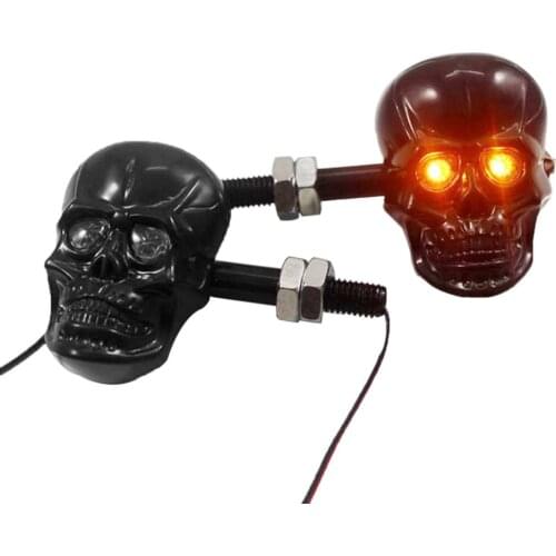 1Pair Personalized Motorcycle Accessories Refit Punk Skull Shape Turn Signal Lights Indicators for Motorbike Free Shipping