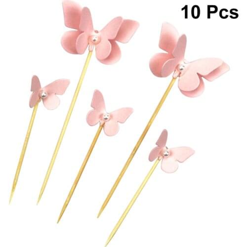 10Pcs Cake Toppers Butterfly Shape Cake Fruit Picks Dessert Table Decorative Supplies