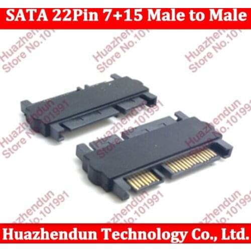 100pcs/lot SATA 22Pin 7+15 Male to SATA 22P 7+15 Male Extension Convertor Straight Adapter Free shipping