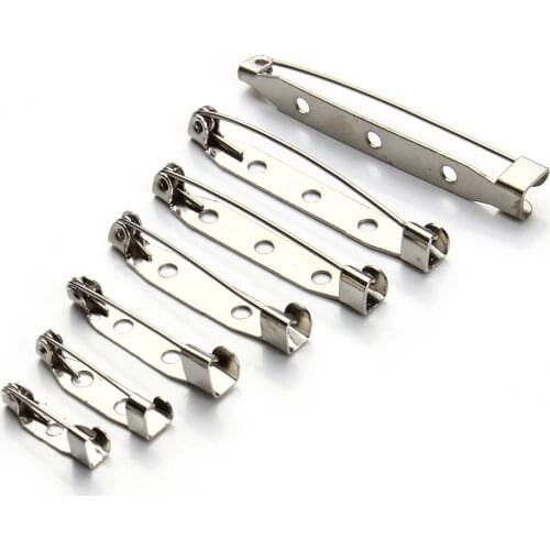 30pcs/lot Silver Color Metal Brooch Pins Clasps 15/20/25/30/35/39/45mm with 2 Hole for Women DIY Jewelry Making Findings