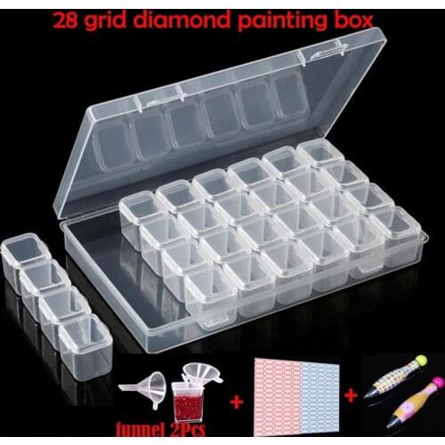 5D Square Diamond Painting Tools Beads Container Resin Rhinestone Diamond Embroidery Accessory Box Mosaic Convenience Box Pen