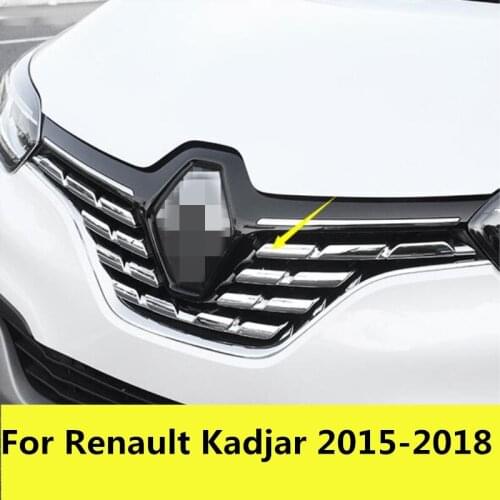 For Renault Kadjar 2015-2020 ABS Car Styling Front Engine Bumper Grill Upper Center Grille Cover trim Accessories 7pcs