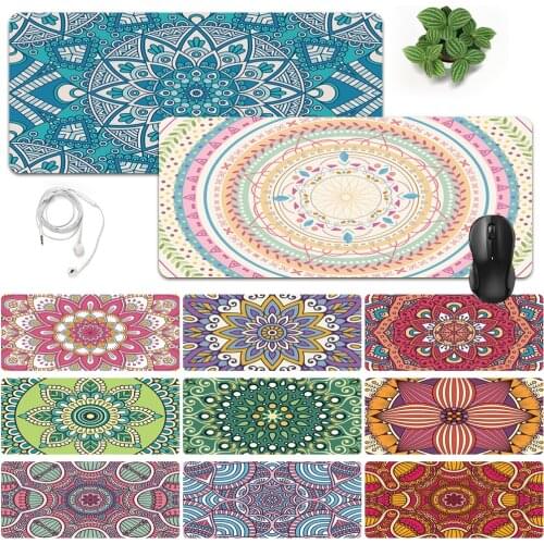 Anti-slip Waterproof PU Leather Computer Mouse-pad Smooth Game Laptop Mouse Pad Mandala Pattern Large Mouse Mat