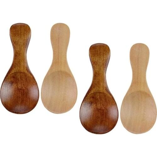 Wooden Spoons Japanese Style Small Soup Spoons Serving Spoons for Eating Mixing Stirring Cooking Kitchen Utensils 4Pcs