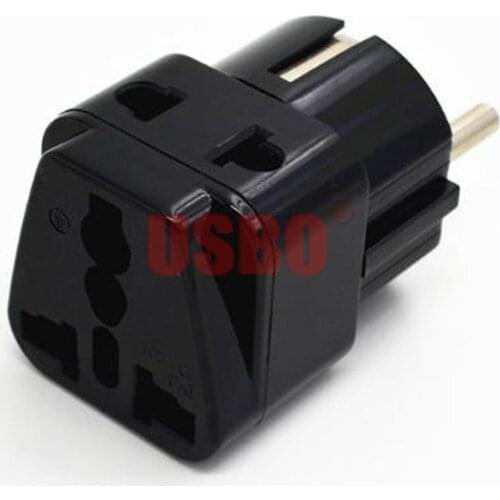Black White 16A 250V Europe German French Spain Netherlands Belgium Portugal 2-into-1 travel adaptor plug socket convertor