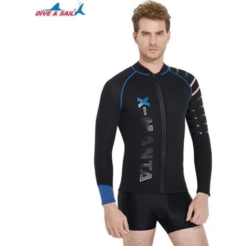 Fanceey 3mm neoprene jacket scuba diving suit for men wetsuit 3mm spearfishing long sleeve Front Zip neoprene wetsuit men tops