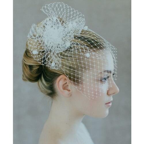 New White Ivory Bridal Net Birdcage Veils Charming Wedding Veil Hats Fascinator Face Veils with Comb