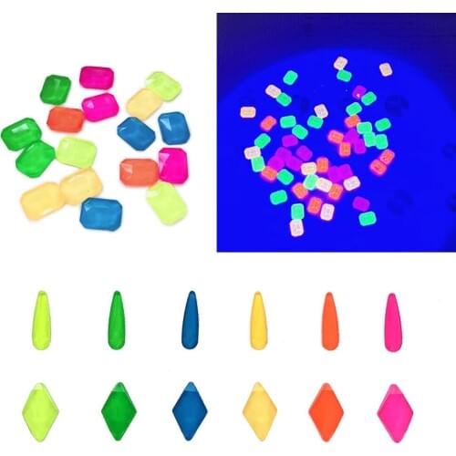 Fluorescent Mocha Nail Gems Rhinestone for Nail Art Glass Mixed Shape Jewelry Diamond Nail Stone Decoration Manicure 30 Pcs/lot