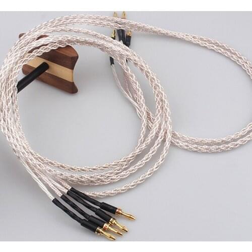 Hifi hi-end audio speaker cable wire Silver plated single crystal copper + amplifier Y-Y Banana plug-Banana plug