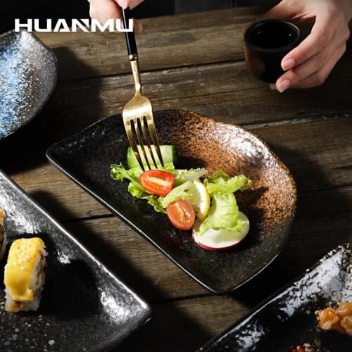 Japanese Style Ceramic Sushi Plate Creative Snack Dessert Flat Plate Half Moon Steak Dish Restaurant Tableware Kitchen Supplies