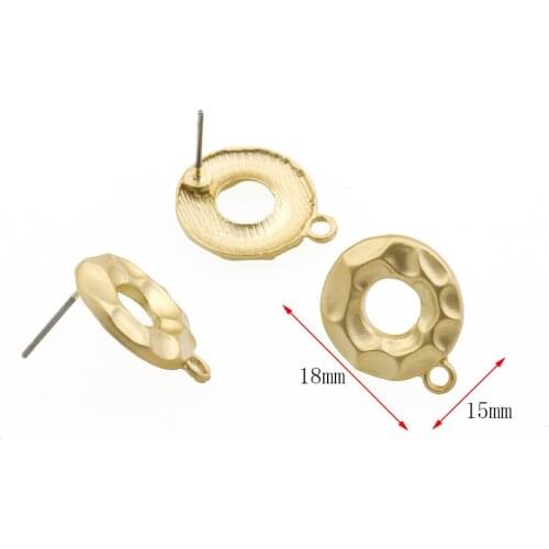 10pcs DIY Round Earrings Connectors Handmade Hollow Stud Earring Settings Matt Gold Earrings Hook for Jewelry Making Accessories