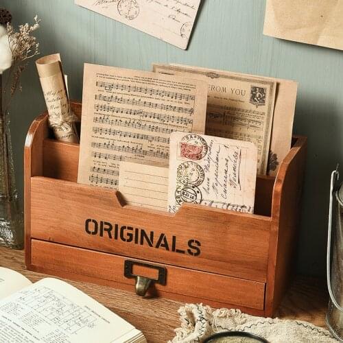 Multifunctional Desktop Storage Box Wooden Office Clutter Penholder Desk Organizer Stationery Creative Pen Pencil Holder