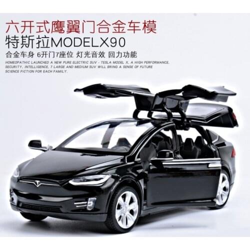 Tesla modelx90 car model 1:32 simulation alloy car model return force car car children toy car Birthday New Year gift