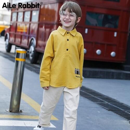 Autumn New 2019 Boy Clothes Set Long-sleeved Shirt Jeans 2 Piece Suit Coat Cartoon Letter Childrens Wear For 3-12 Year Old Boys