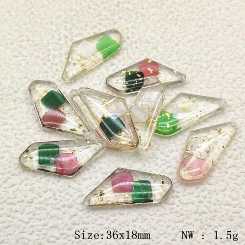 New arrival! Mix color 36x18mm 30pcs Resin Irregular-shape Charm for earrings,Earring parts,jewelry findings