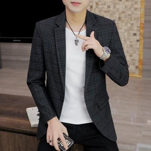 2021 new plaid casual small suit mens jacket youth Korean style self-cultivation suit trend one-piece jacket men