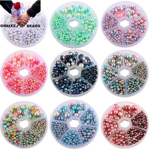 OMH Z04 700pcs/Box Pearlized Round Beads No Holes Mixed Color Glass Pearl Bead Sets For Jewelry Making DIY Necklace Bracelet