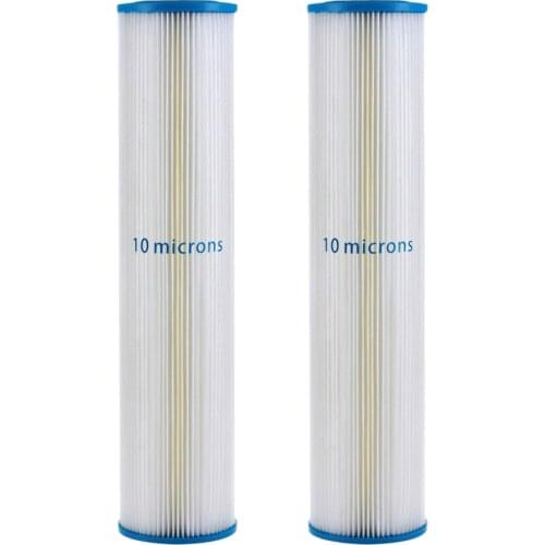 10 Microns Pleated Sediment Water Filter Home or Commercial, Washable and Reusable 4.5" x 20" - 2 PACK