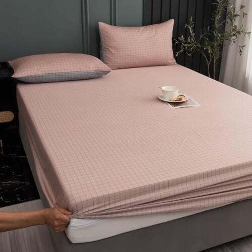 100% Cotton Fitted Sheet Mod Bed Cover Soft For King/Queen Size 1.5/1.8M Home Bed Bedding Cover Print Flower Plaid Bed Bedspread