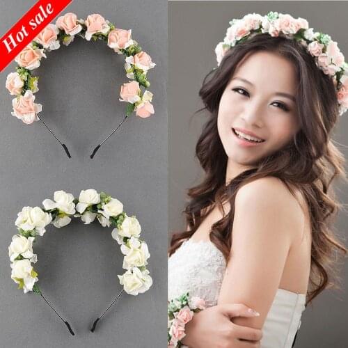 New Modern Stylish Women Girls Floral Headband Bohemia Hair Band Flower Garland Wedding Prom Head Wrap Hair Accessories Gift