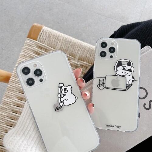 2021 Groove TPU Precision Case For iPhone12Mini/11/12Pro Max XR XS Max,Side Print Funny Cow Cartoon Cover For iPhone SE 7 8Plus