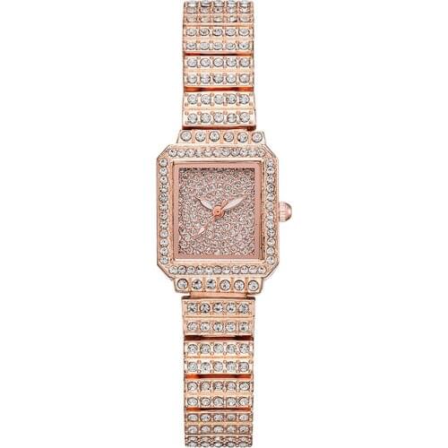 Rose gold Stainless Steel Fashion Women Watches Diamond Luxury Ladies Wristwatches Small Charm Female Quartz Watch Gifts Clock