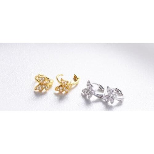 New 925 sterling silver earring fashion zircon butterfly ear ring ear bone mini ear bone wild simple trend female ear jewelry